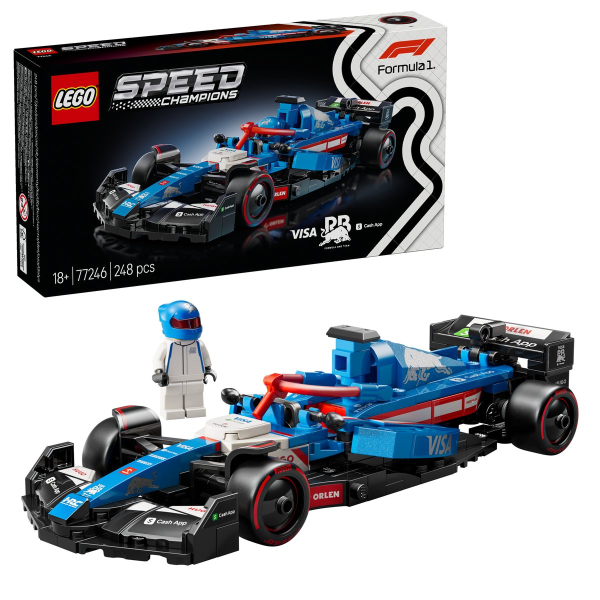 LEGO 77246 LEGO® Speed Champions 77246 - Visa Cash App RB VCARB 01 F1® Rennauto – Box & Produkt