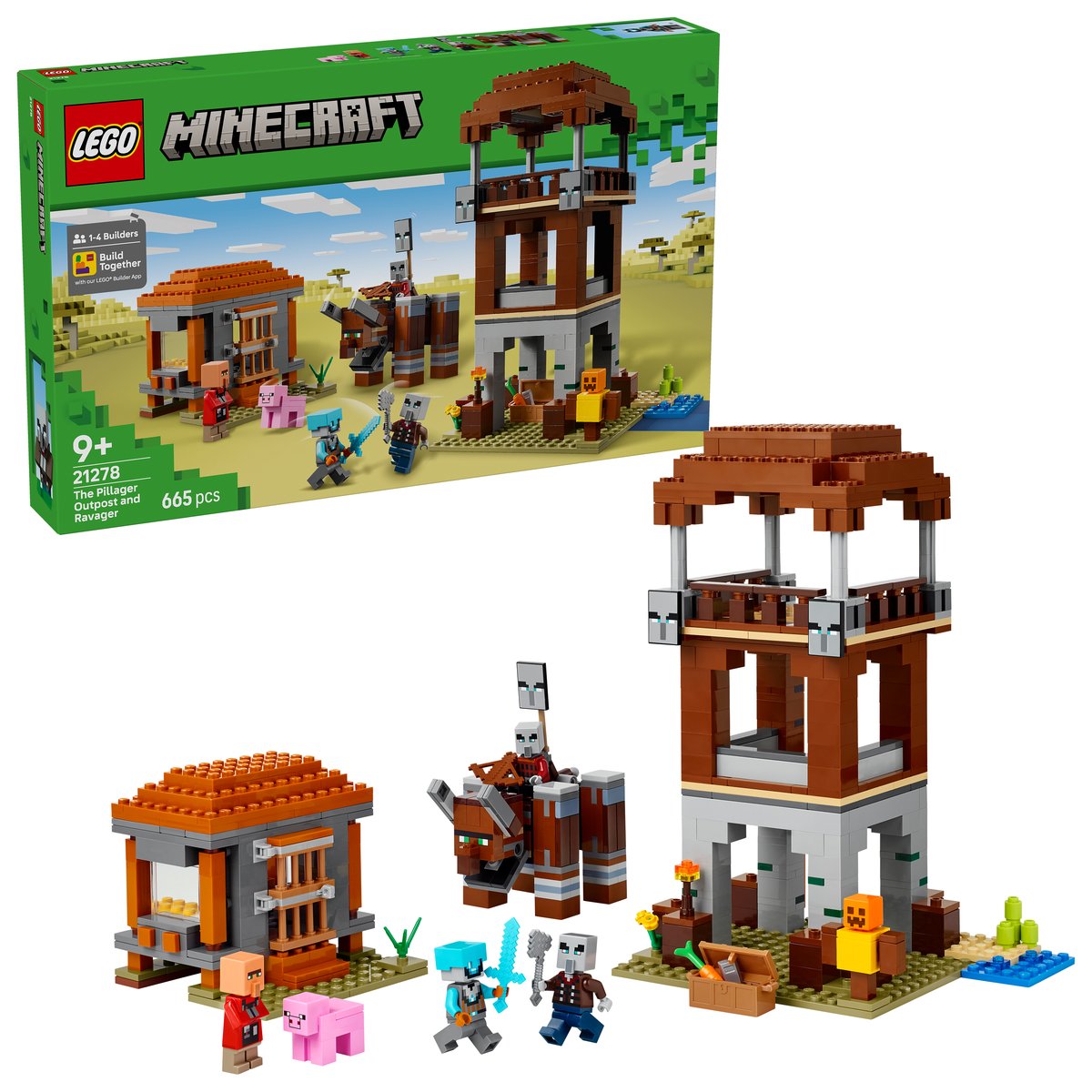 LEGO 21278 LEGO® Minecraft 21278 - Ein Verwüster am Plünderer-Außenposten – Box & Produkt