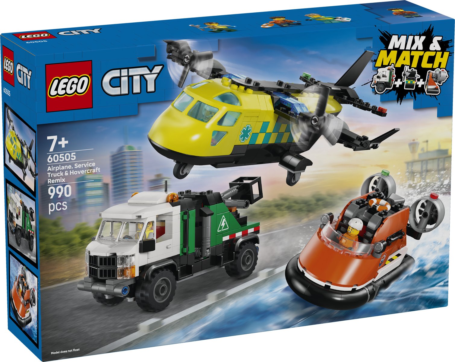 LEGO 60505 LEGO® LEGO City 60505 - Kombinationsset mit Flugzeug, Wartungsfahrzeug und Luftkissenboot – Verpackung vorne