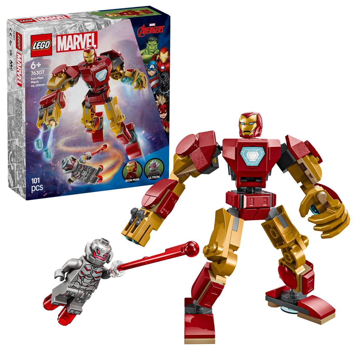 LEGO 76307 LEGO® Super Heroes 76307 - Iron Man Mech vs. Ultron – Box & Produkt