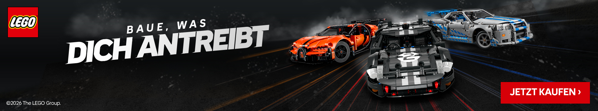 LEGO Technic Banner „Vehicles Booster" mit Fahrzeug-Highlights der Themenwelt