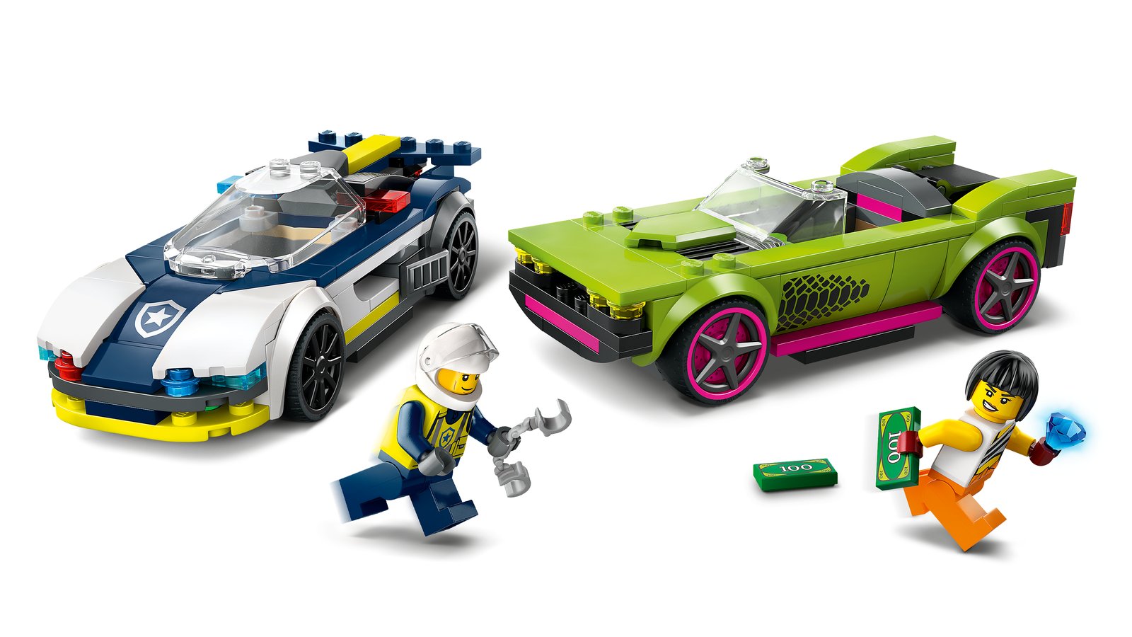 LEGO 60415 LEGO® City 60415 - Verfolgungsjagd mit Polizeiauto und Muscle Car – Detailansicht 2
