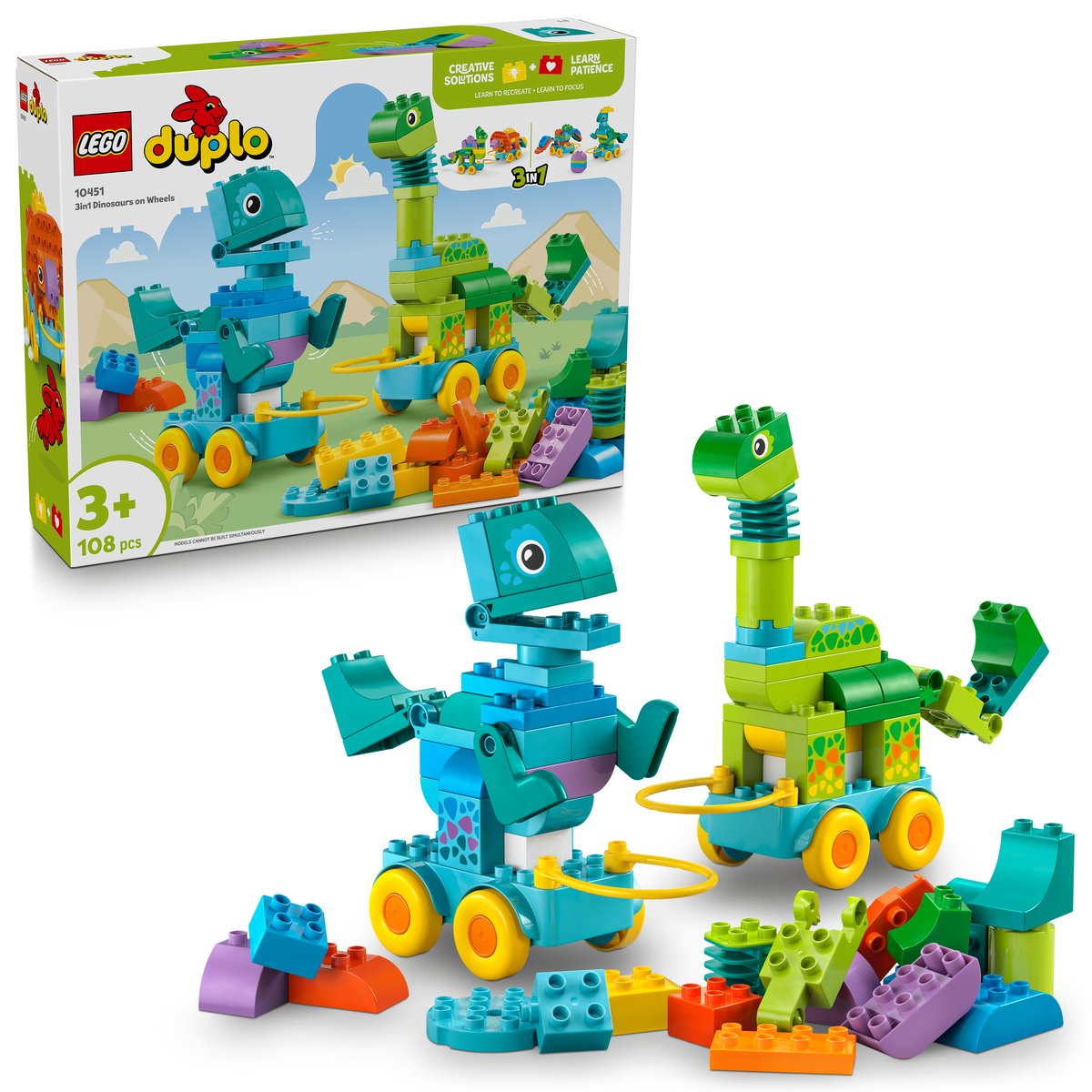 LEGO 10451 LEGO® DUPLO Town 10451 - Dinos auf Rädern 3-in-1-Set – Box & Produkt