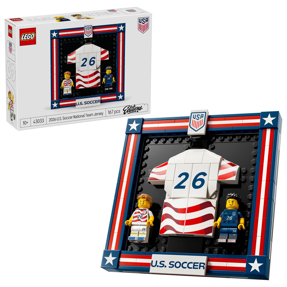 LEGO 43033 LEGO® Editions 43033 - Trikot der US-Fußballnationalmannschaft 2026 – Box & Produkt