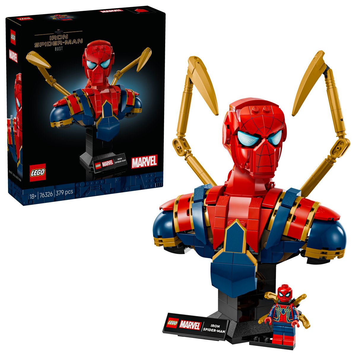 LEGO 76326 LEGO® Super Heroes 76326 - Iron Spider-Man Büste – Box & Produkt