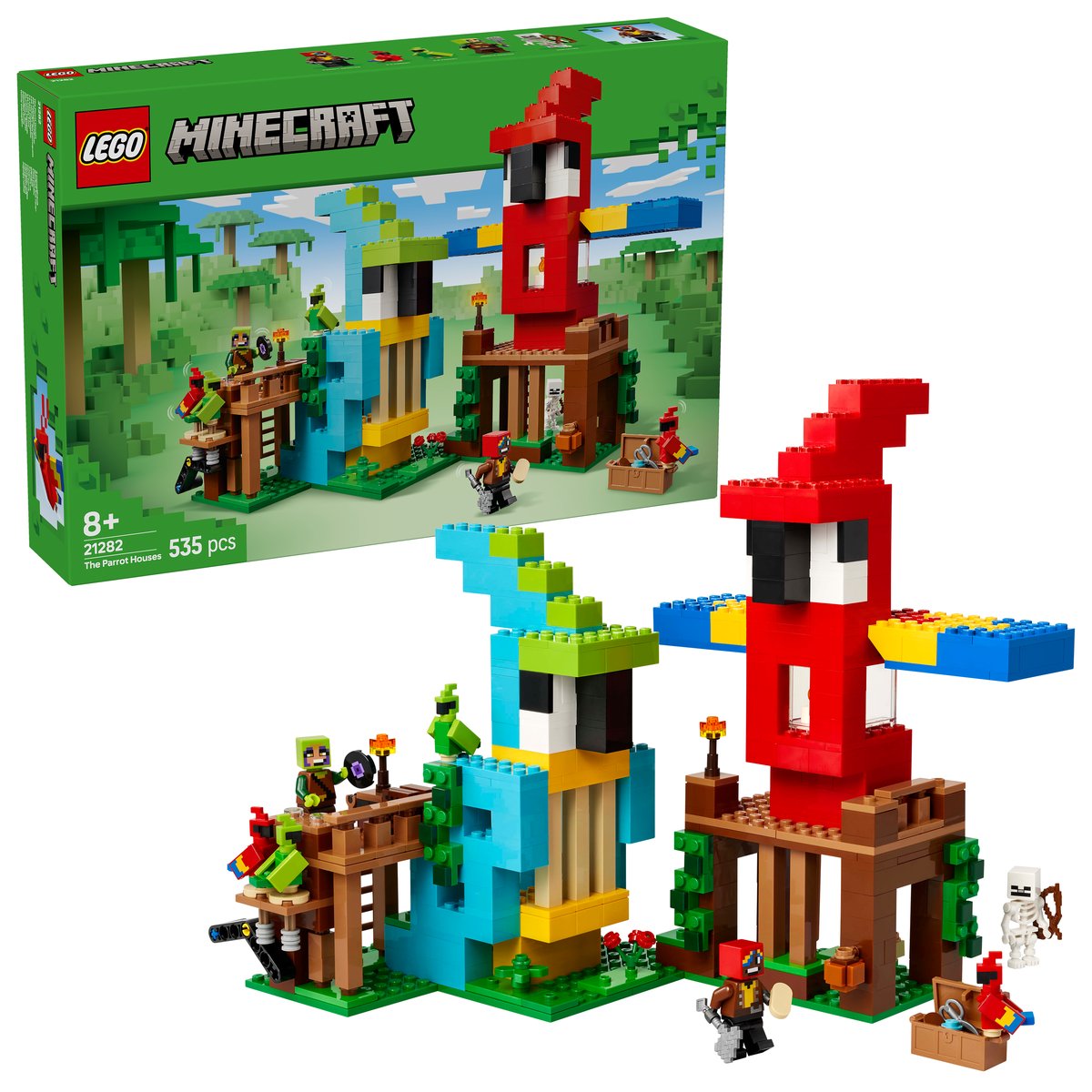 LEGO 21282 LEGO® Minecraft 21282 - Die Papageienhäuser – Box & Produkt