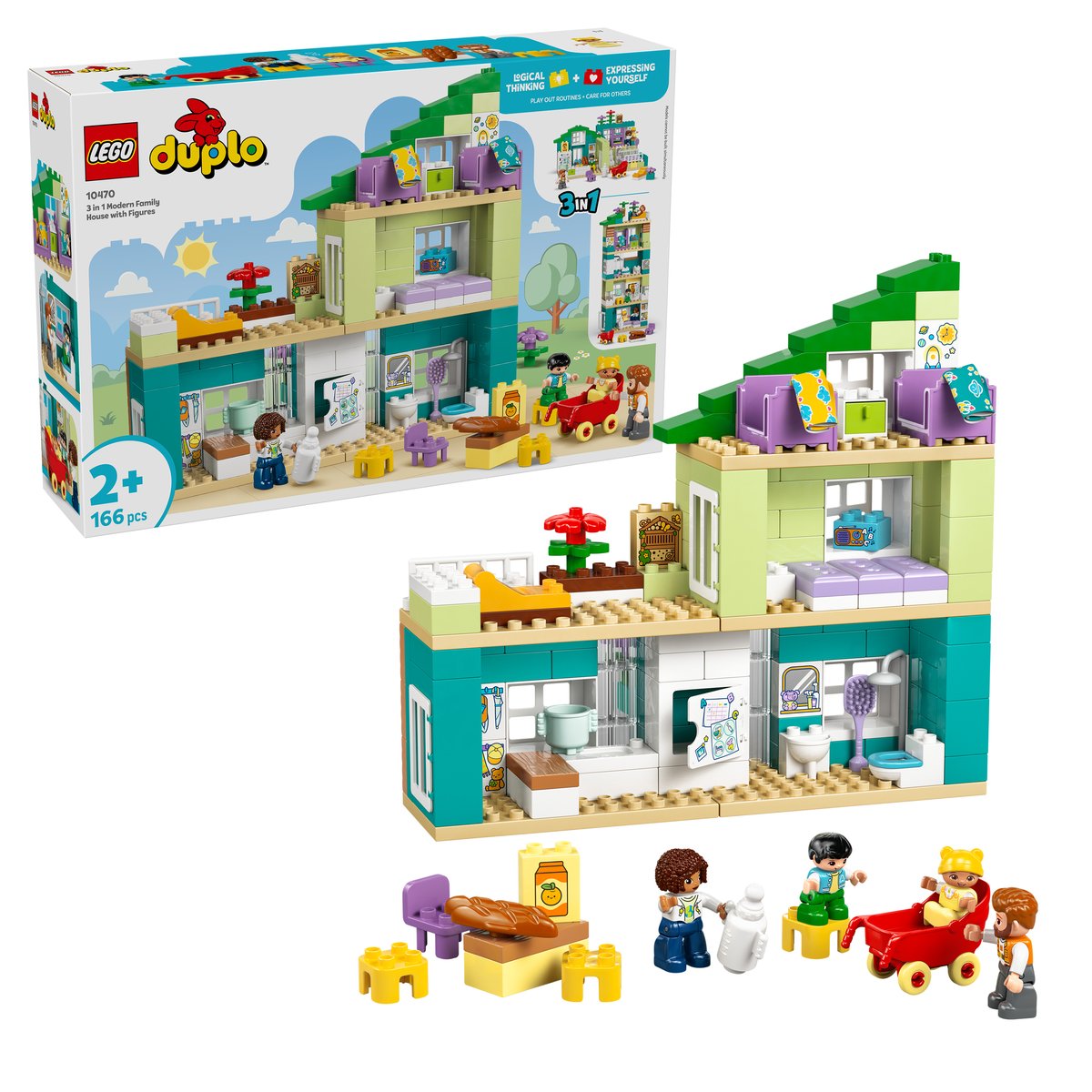 LEGO 10470 LEGO® DUPLO Town 10470 - Modernes Familienhaus mit Figuren – 3-in-1-Set – Box & Produkt