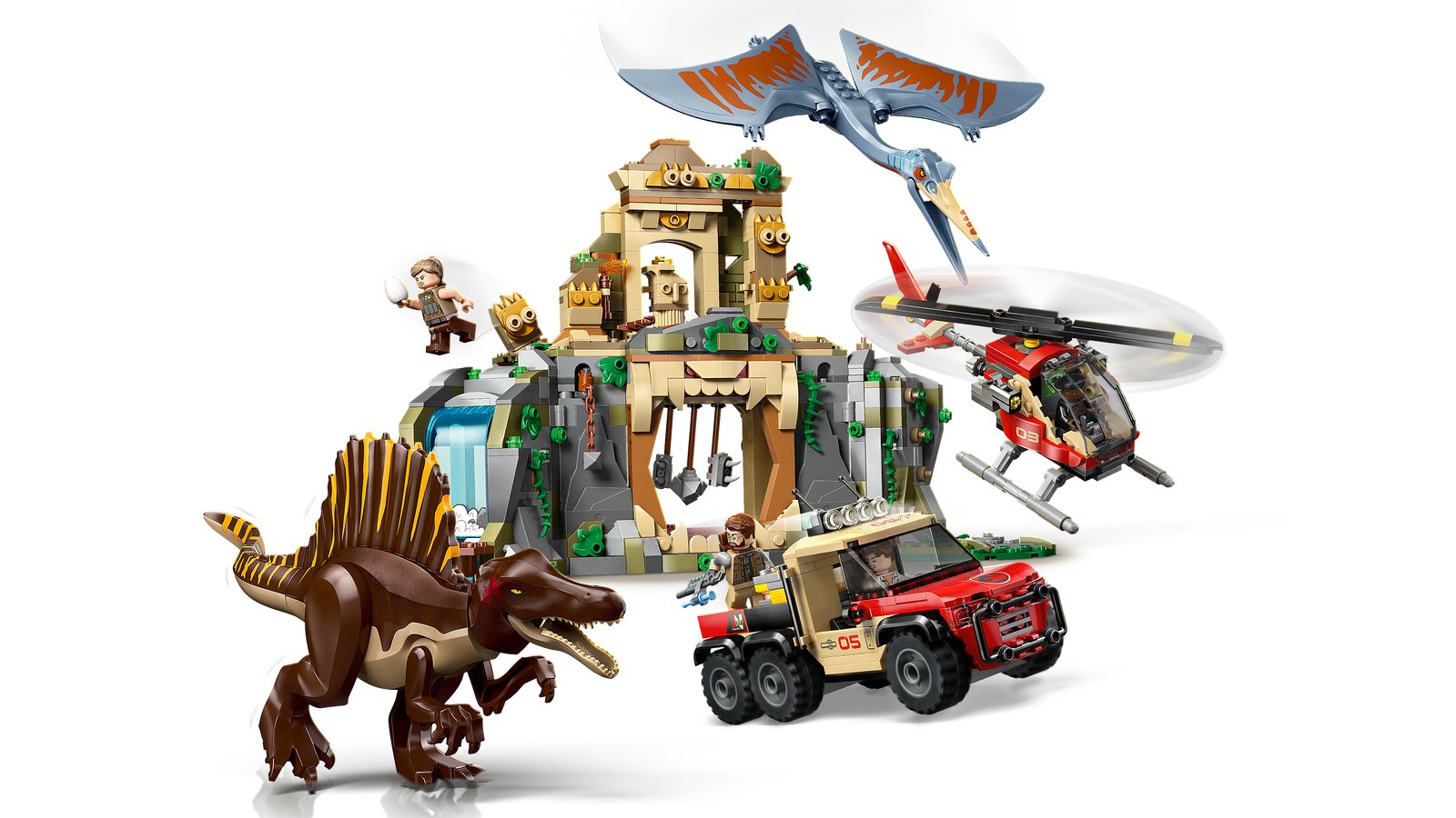 LEGO 76976 LEGO® Jurassic World 76976 - Spinosaurier & Quetzalcoatlus: Hubschrauber-Einsatz – Primaeres Produktbild