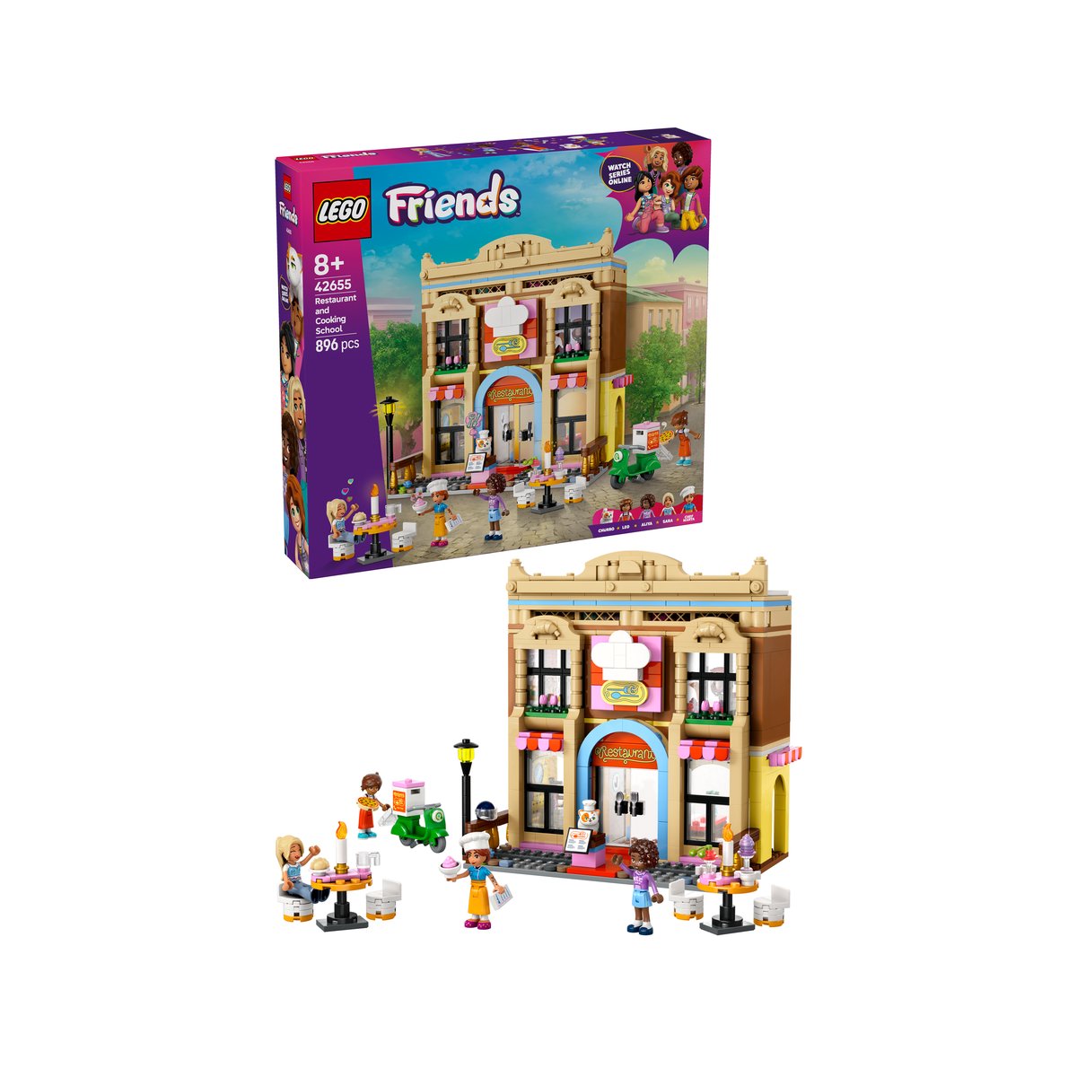 LEGO 42655 LEGO® Friends 42655 - Restaurant und Kochschule – Box & Produkt