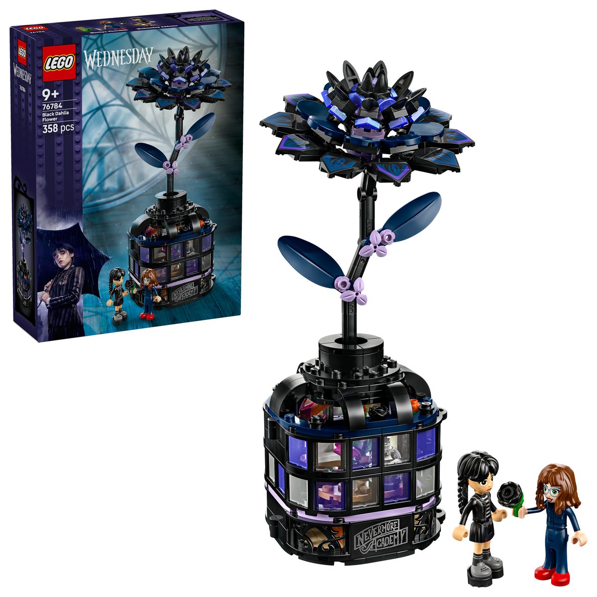 LEGO 76784 LEGO® Wednesday 76784 - Schwarze Dahlie – Box & Produkt