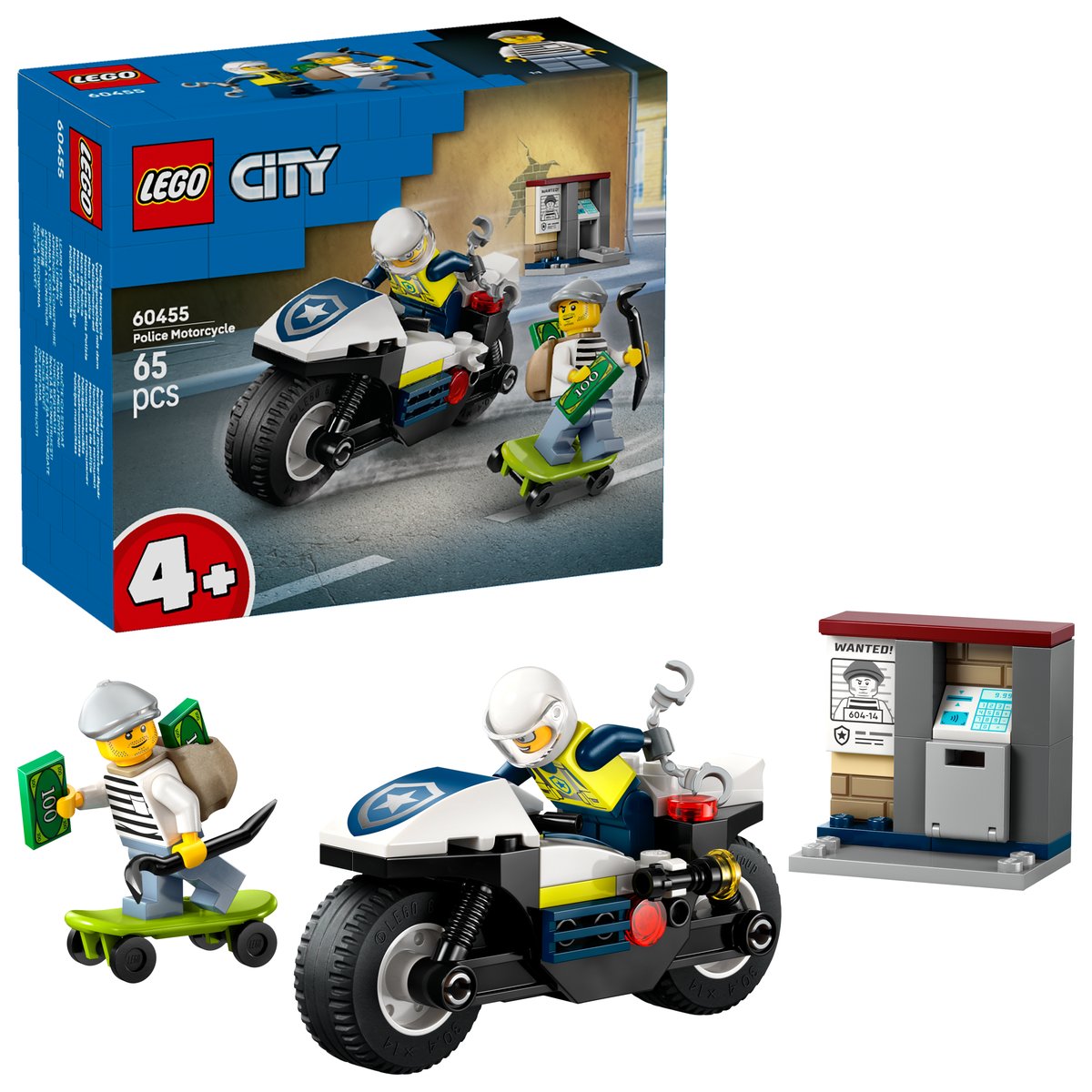 LEGO 60455 LEGO® City 60455 - Verfolgungsjagd mit dem Polizeimotorrad – Box & Produkt