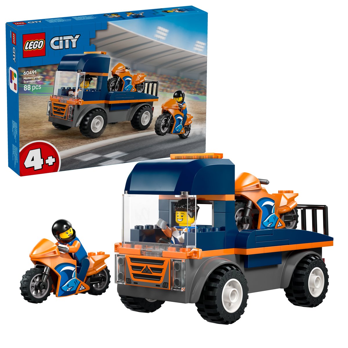 LEGO 60491 LEGO® LEGO City 60491 - Motorradtransporter – Box & Produkt