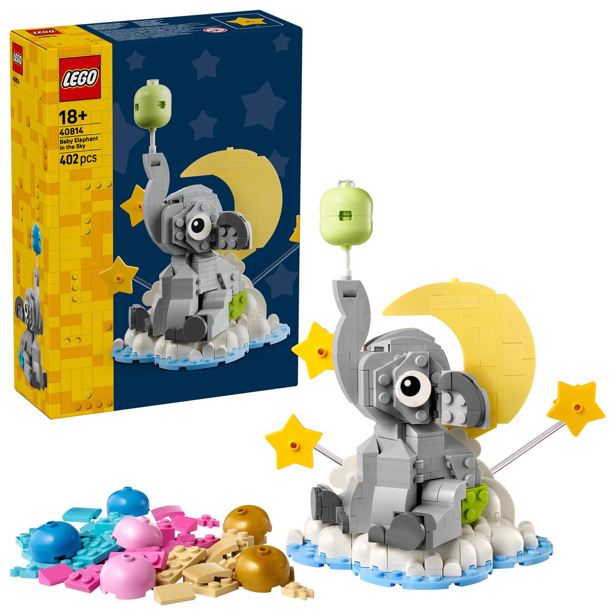 LEGO 40814 LEGO® LEGO Iconic 40814 - Schwebender Baby-Elefant – Box & Produkt