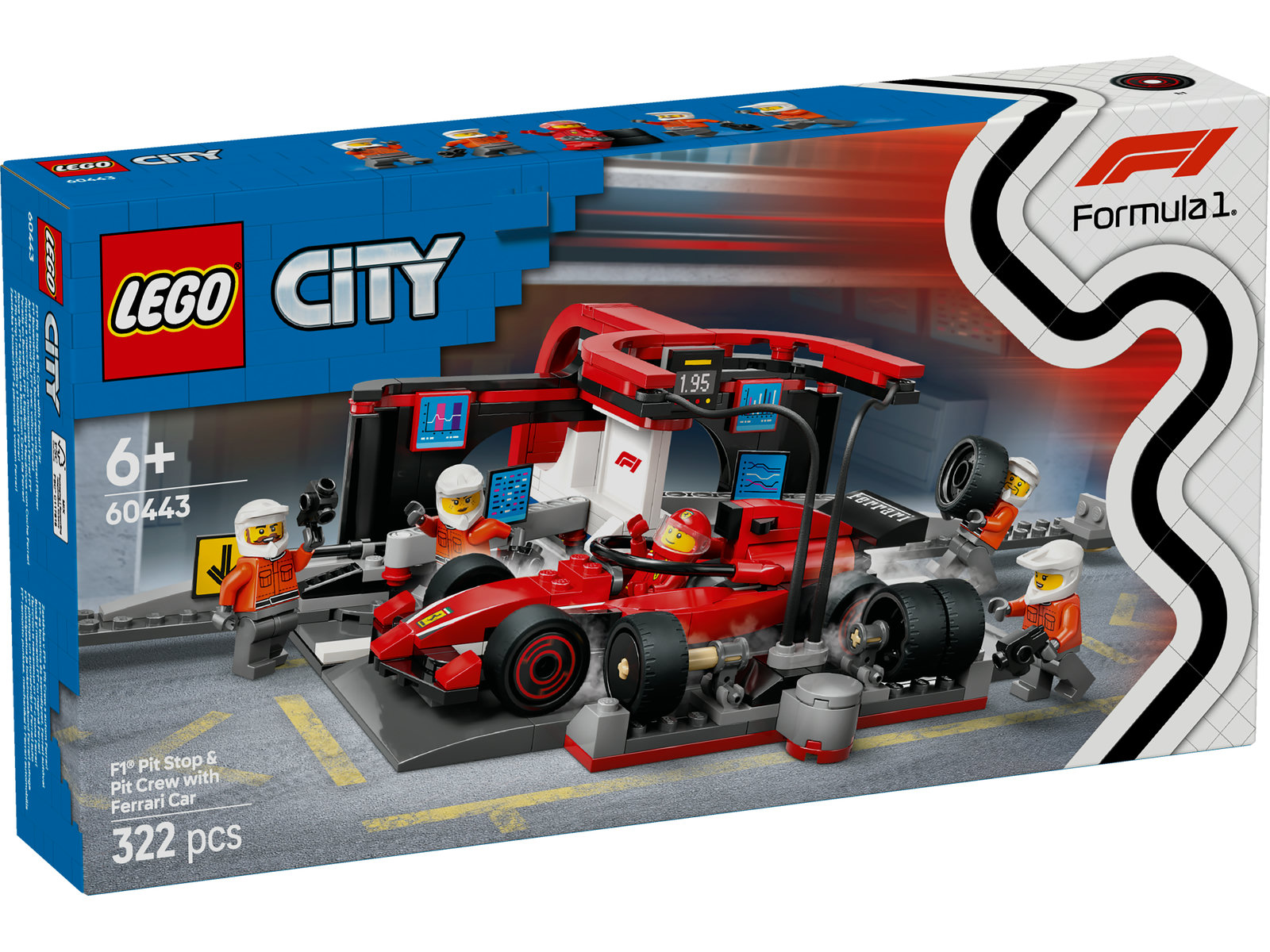 LEGO® City 60443 - F1® Boxenstopp mit Boxencrew und Ferrari Flitzer