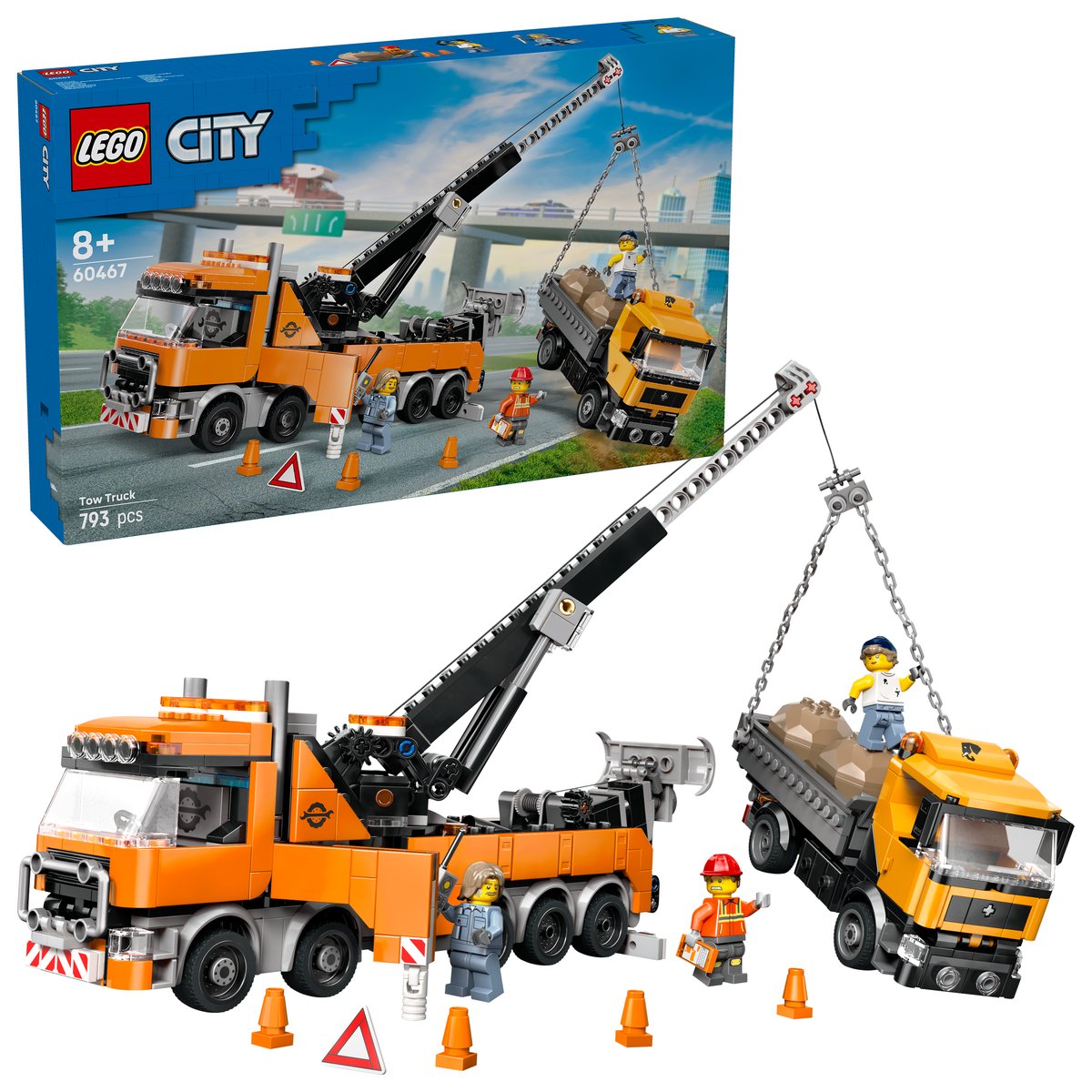 LEGO 60467 LEGO® City 60467 - Schwerlast-Abschleppwagen mit Kran – Box & Produkt