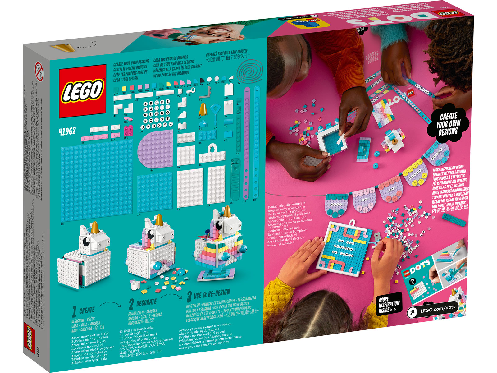 LEGO® DOTS 41962 - Einhorn Familienkreativset
