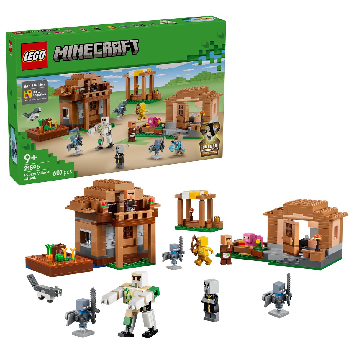 LEGO 21596 LEGO® Minecraft® 21596 - Angriff des Magiers auf das Dorf – Box & Produkt
