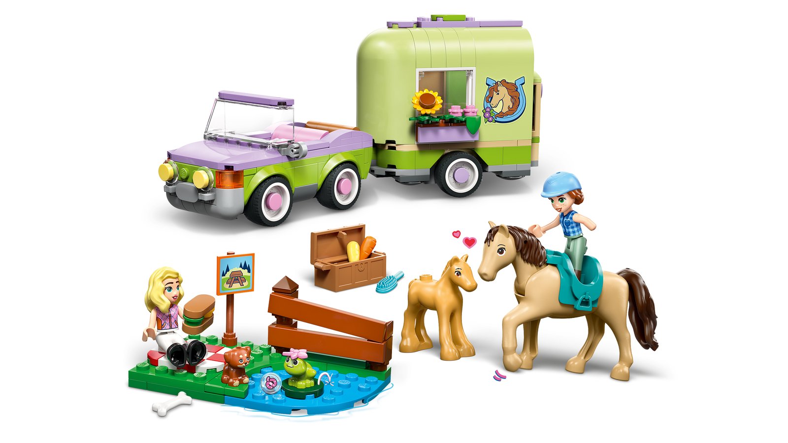 LEGO 42695 LEGO® Friends 42695 - Pferd und Fohlen mit Pferdeanhänger – Primaeres Produktbild
