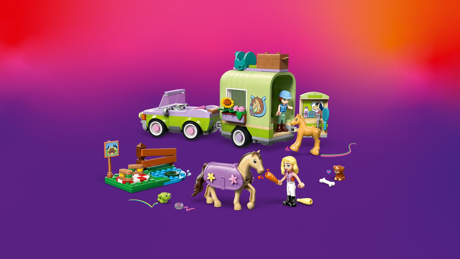 LEGO 42695 LEGO® Friends 42695 - Pferd und Fohlen mit Pferdeanhänger – Detailansicht 4