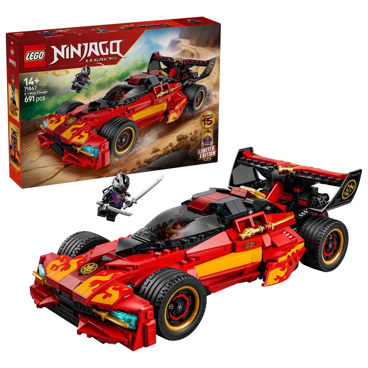 LEGO 71867 LEGO® NINJAGO® 71867 - 15-jähriges Jubiläum: X-1 Ninja Supercar – Box & Produkt
