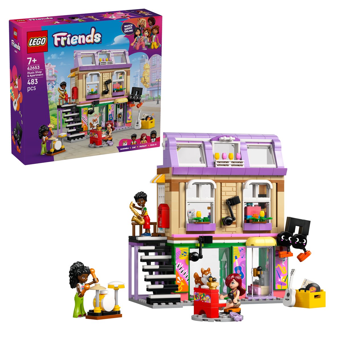 LEGO 42653 LEGO® Friends 42653 - Musikladen & Wohnung – Box & Produkt