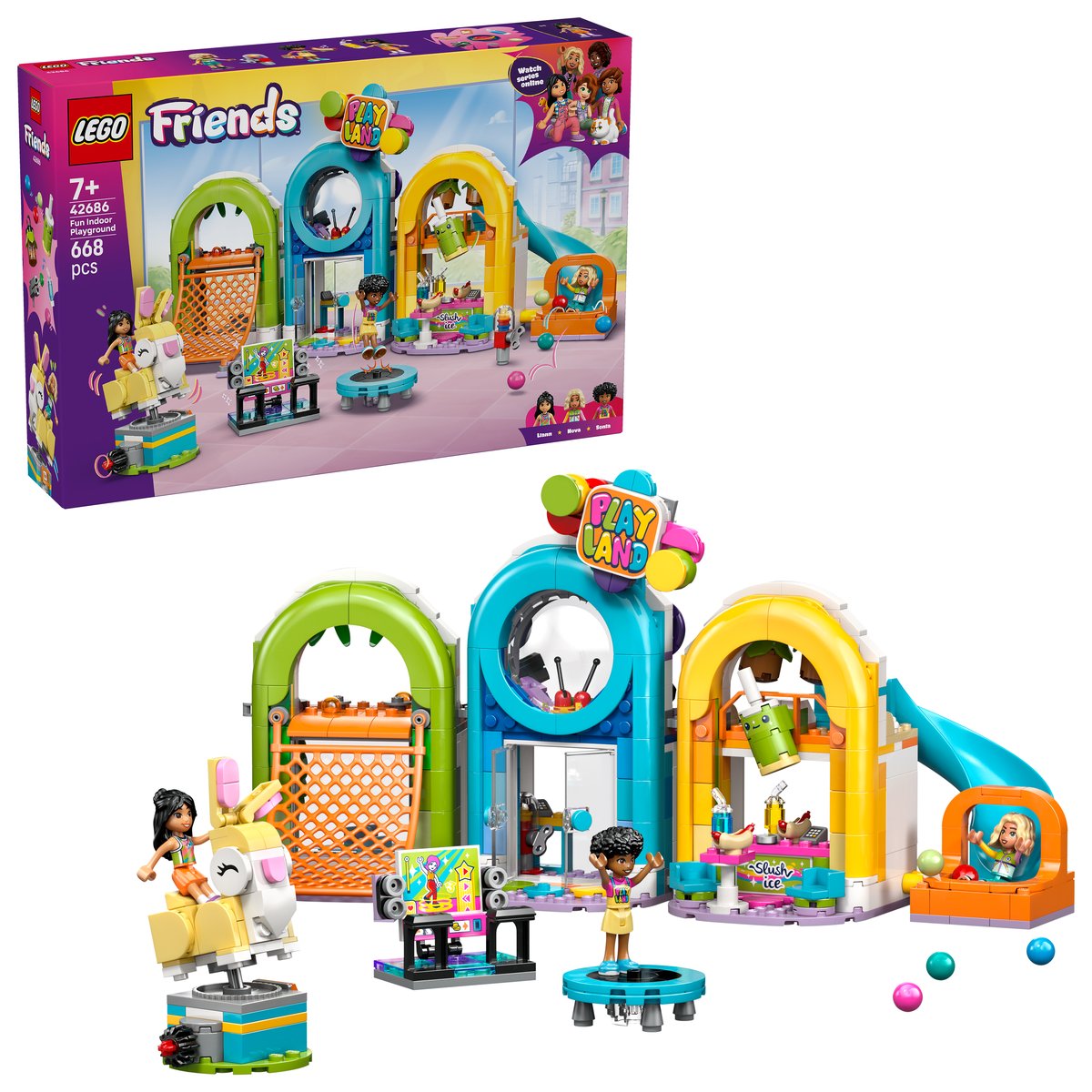 LEGO 42686 LEGO® Friends 42686 - Cooler Indoor-Spielplatz – Box & Produkt