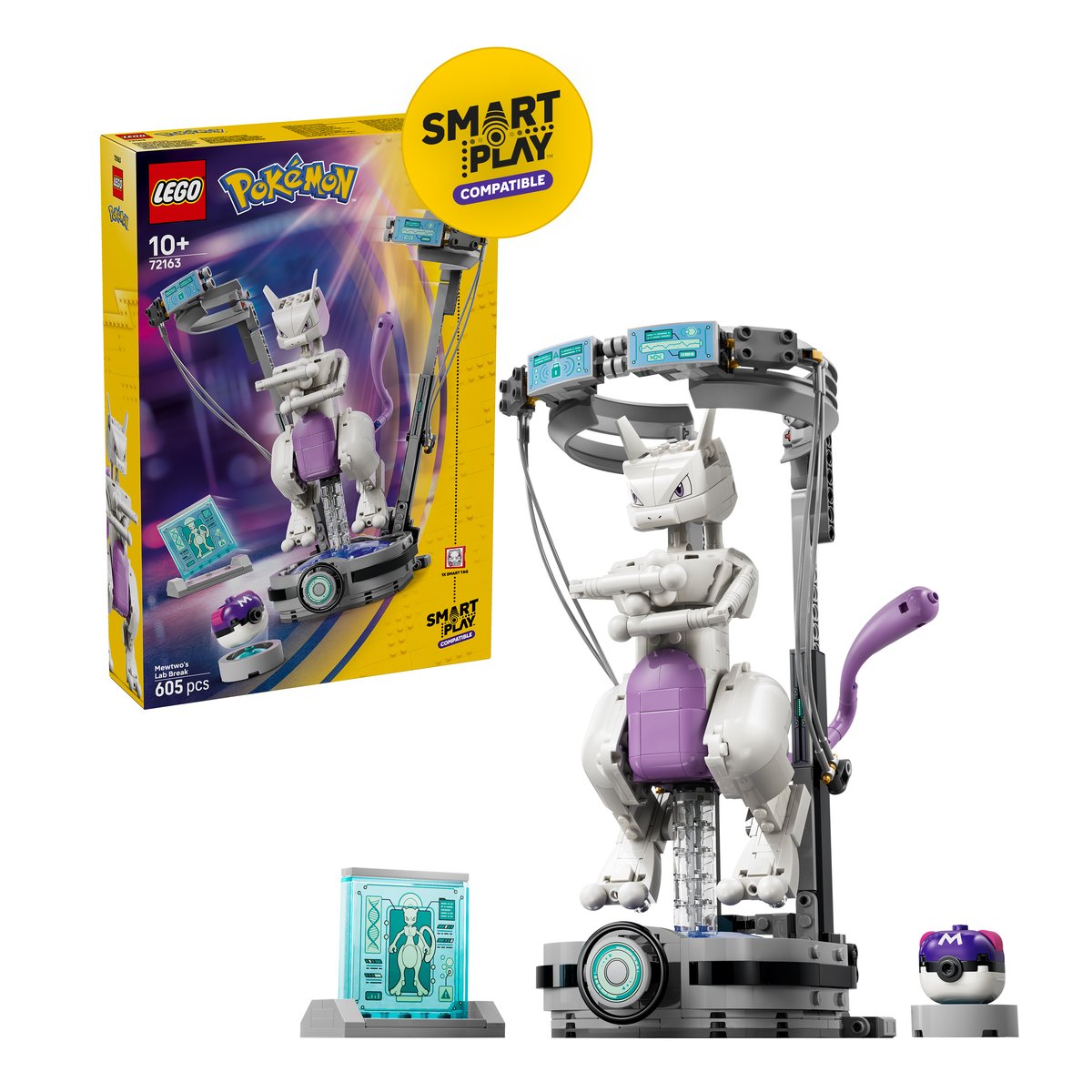 LEGO 72163 LEGO® Pokémon™ 72163 - SMART Play™: Mewtus Ausbruch aus dem Labor – Box & Produkt