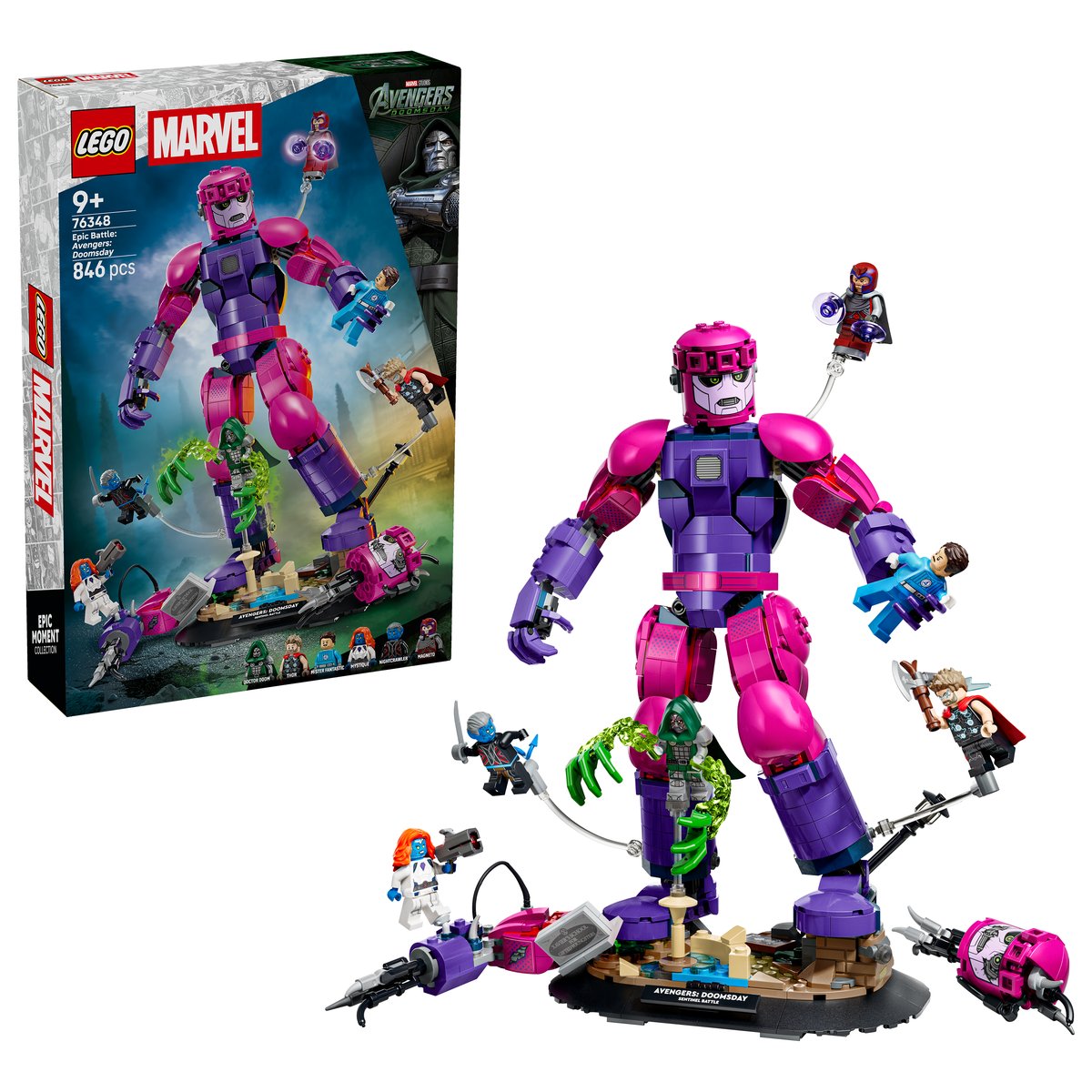 LEGO 76348 LEGO® Super Heroes Marvel 76348 - Legendärer Showdown: Avengers: Doomsday – Box & Produkt