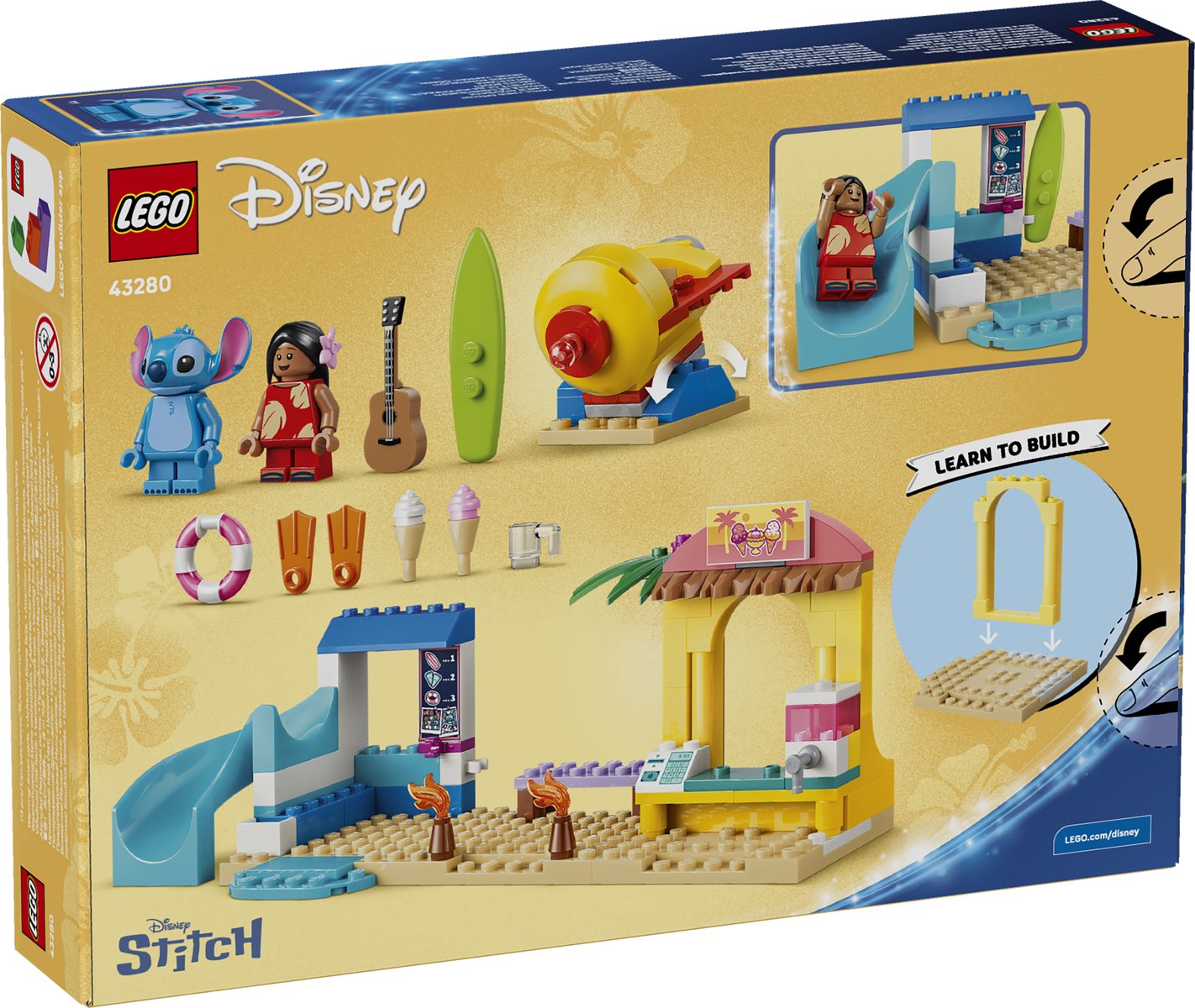 LEGO 43280 LEGO® ǀ Disney 43280 - Spaß am Strand mit Lilo und Stitch – Verpackung hinten