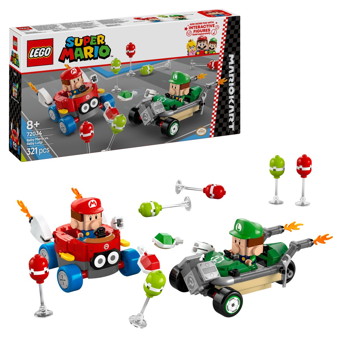 LEGO 72034 LEGO® Super Mario 72034 - Mario Kart™ – Baby Mario vs. Baby Luigi – Box & Produkt