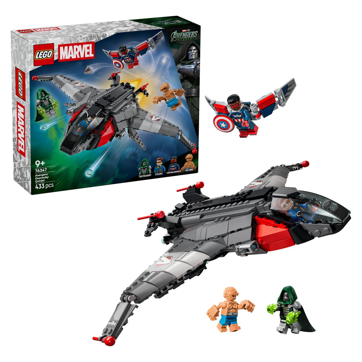 LEGO 76347 LEGO® Super Heroes Marvel 76347 - Avengers: Doomsday Quinjet – Box & Produkt