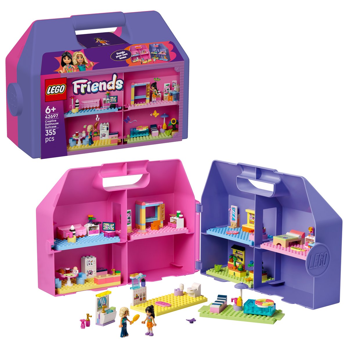 LEGO 42697 LEGO® Friends 42697 - Kreativer Puppenhauskoffer – Box & Produkt