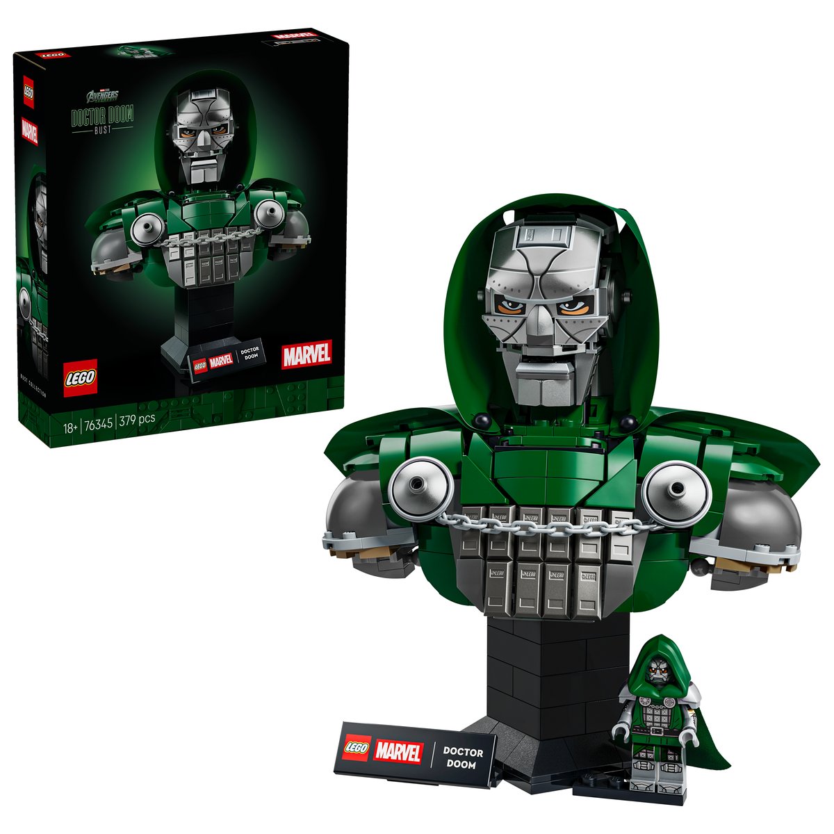 LEGO 76345 LEGO® ǀ Marvel 76345 - Doctor Doom Büste – Box & Produkt