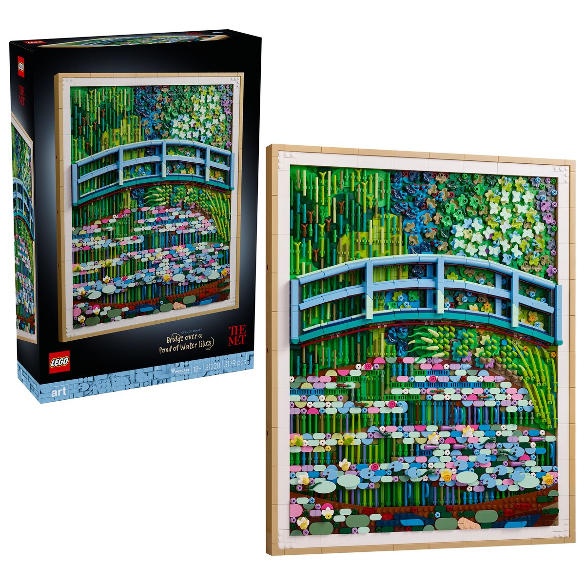 LEGO 31220 LEGO® Art 31220 - Claude Monet – Brücke über einen Seerosenteich – Box & Produkt