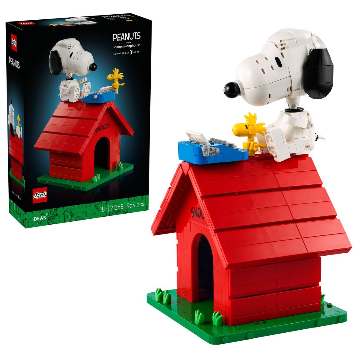 LEGO 21368 LEGO® Ideas 21368 - Peanuts: Snoopys Hundehütte – Box & Produkt
