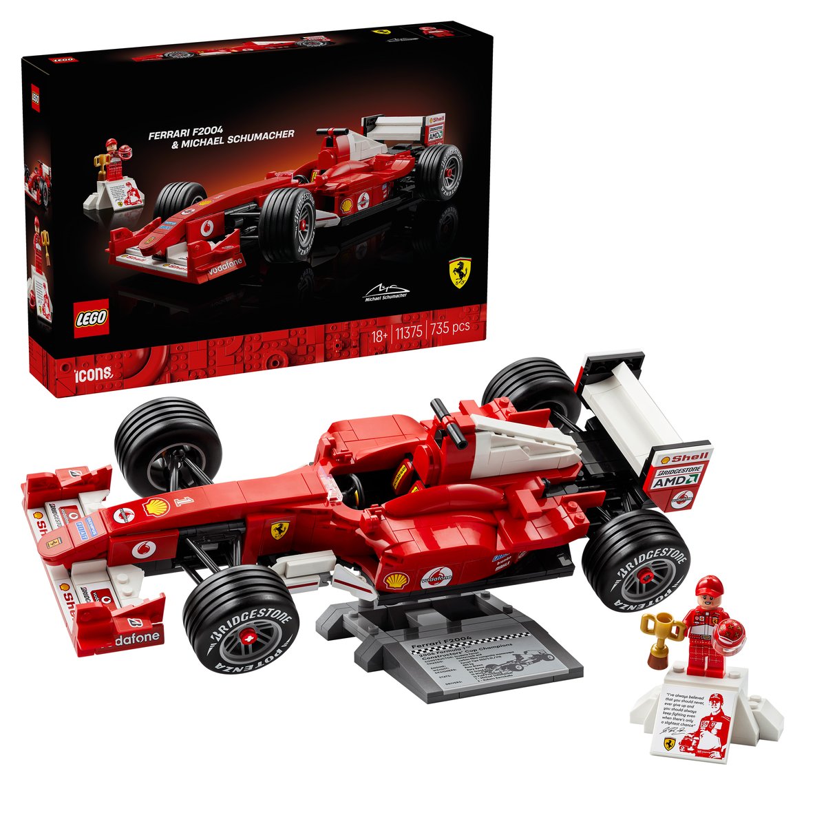 LEGO 11375 LEGO® Icons 11375 - Ferrari F2004 und Michael Schumacher – Box & Produkt