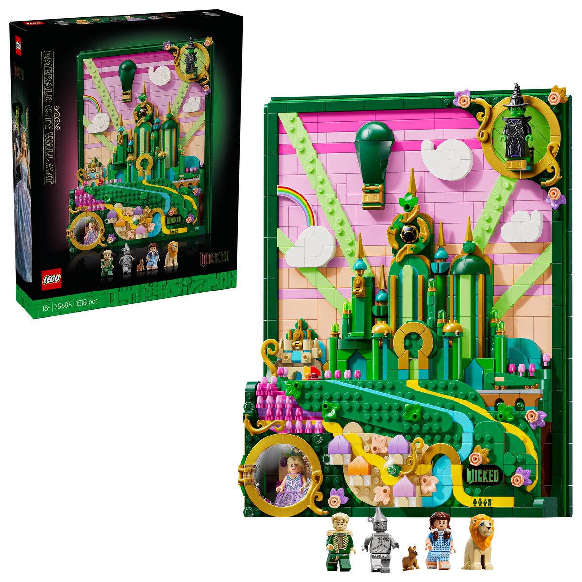 LEGO 75685 LEGO® Wicked 75685 - Emerald City Wandkunst – Box & Produkt