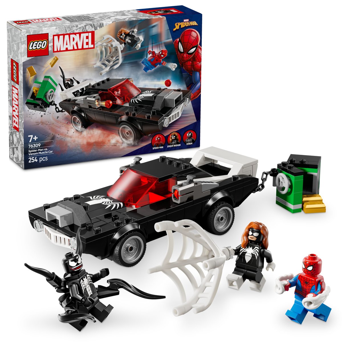 LEGO 76309 LEGO® Super Heroes 76309 - Spider-Man vs. Venom Muscle-Car – Box & Produkt