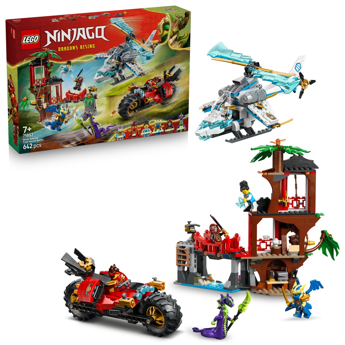 LEGO 71857 LEGO® Ninjago 71857 - Showdown am Baumhaus mit dem Ninja-Bike – Box & Produkt