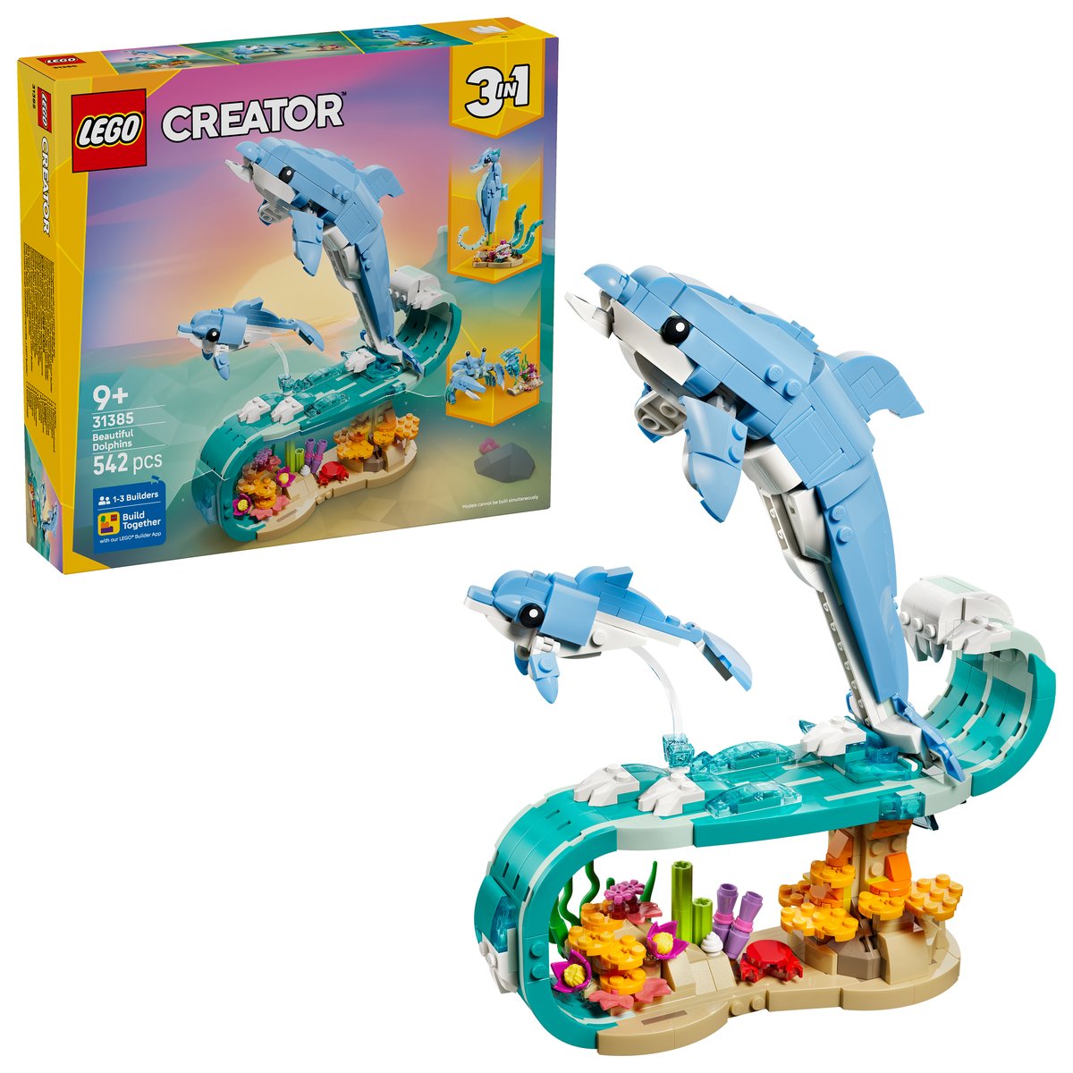 LEGO 31385 LEGO® Creator 31385 - Meerestiere: Wunderschöne Delfine – Box & Produkt
