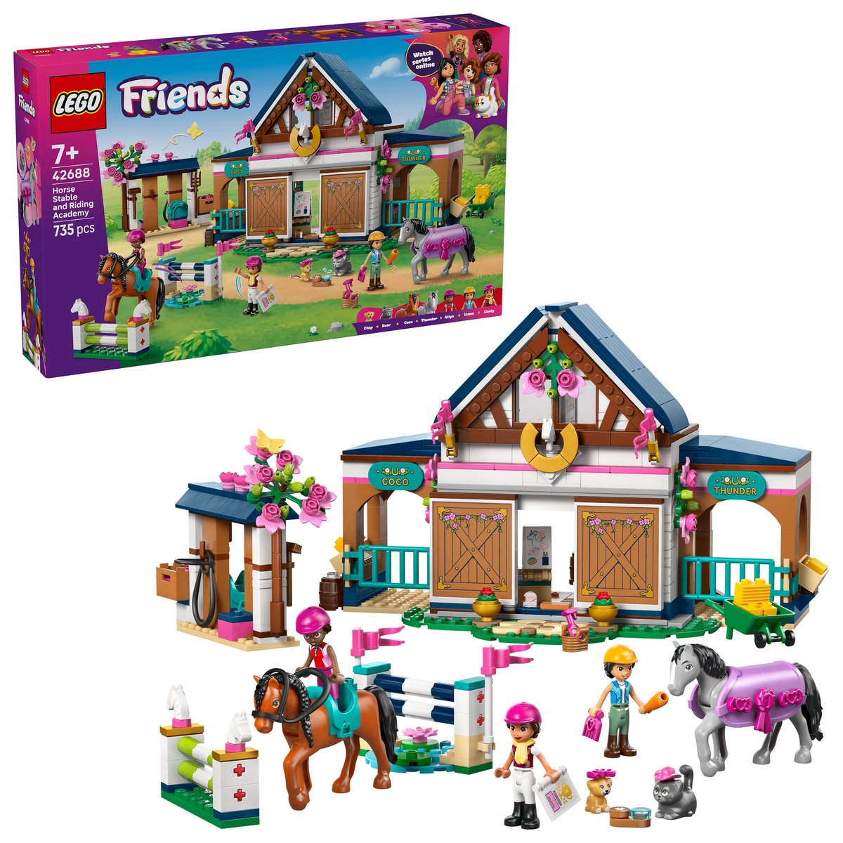LEGO 42688 LEGO® Friends 42688 - Pferdestall und Reitschule – Box & Produkt