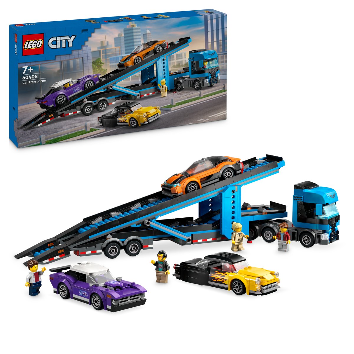 LEGO 60408 LEGO® City 60408 - Autotransporter mit Sportwagen – Box & Produkt