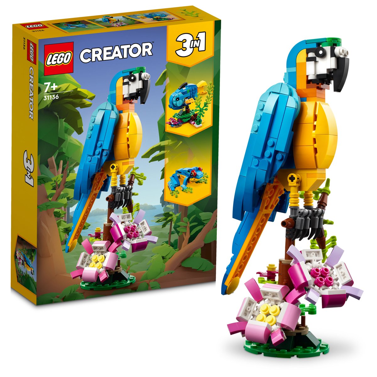 LEGO 31136 LEGO® Creator 31136 - Exotischer Papagei – Box & Produkt
