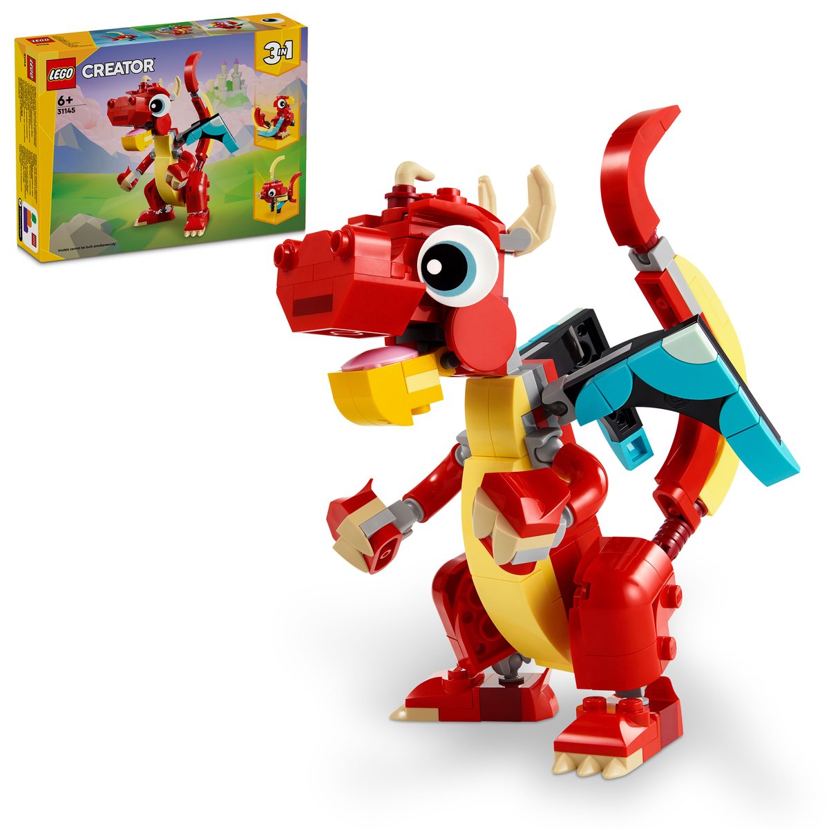 LEGO 31145 LEGO® Creator 31145 - Roter Drache – Box & Produkt