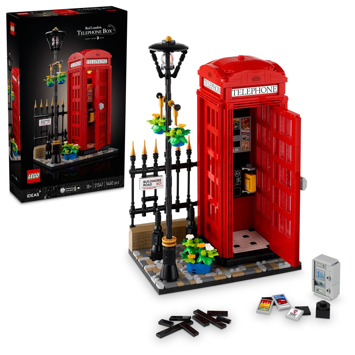 LEGO 21347 LEGO® Ideas 21347 - Rote Londoner Telefonzelle – Box & Produkt