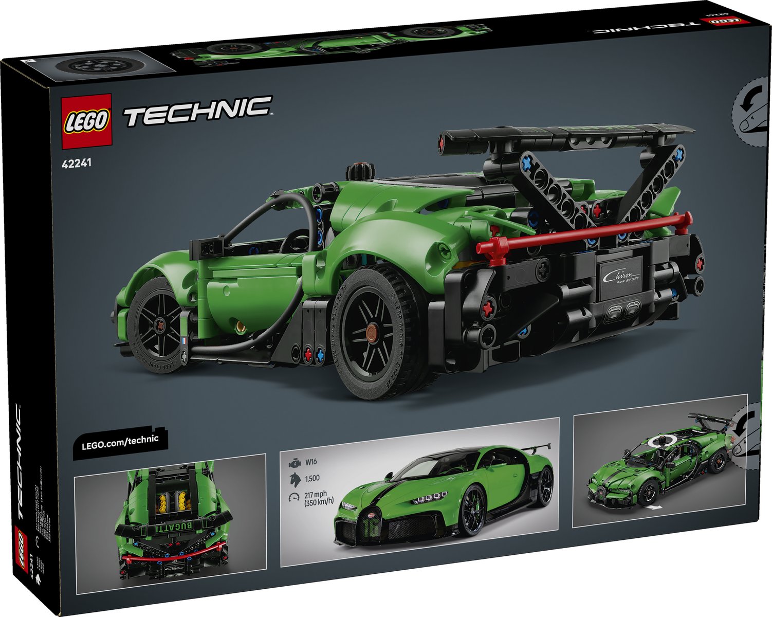 LEGO 42241 LEGO® Technic 42241 - Grüner Bugatti Chiron Pur Sport Hypersportwagen – Verpackung hinten