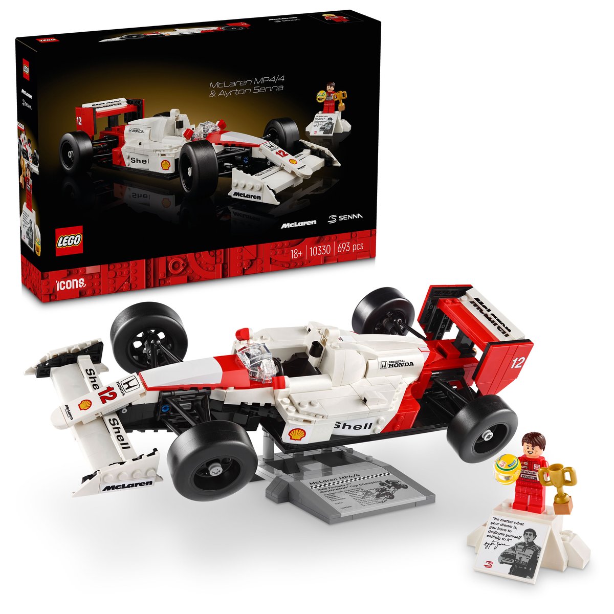 LEGO 10330 LEGO® Icons 10330 - McLaren MP4/4 & Ayrton Senna – Box & Produkt