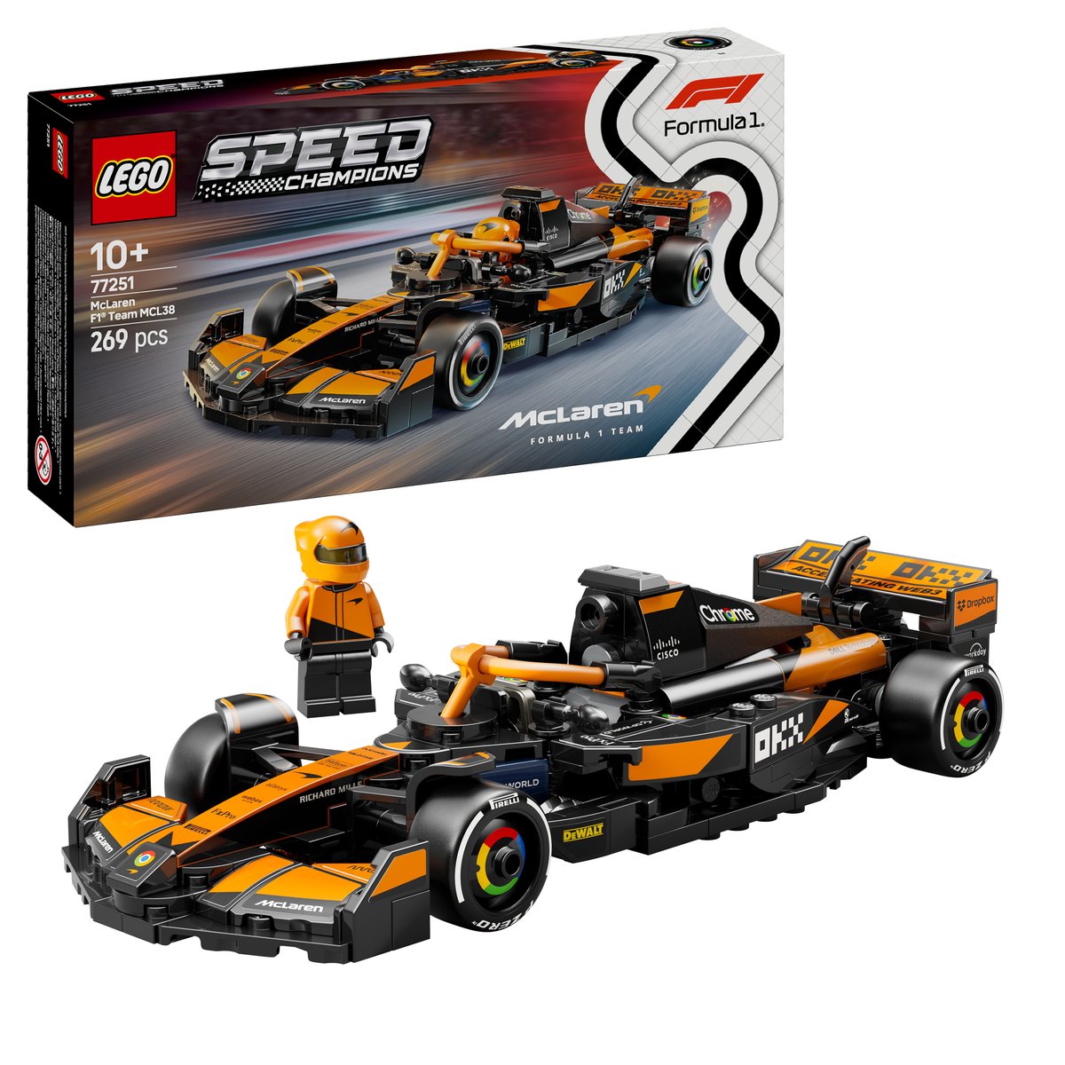LEGO 77251 LEGO® Speed Champions 77251 - McLaren F1® Team MCL38 Rennauto – Box & Produkt