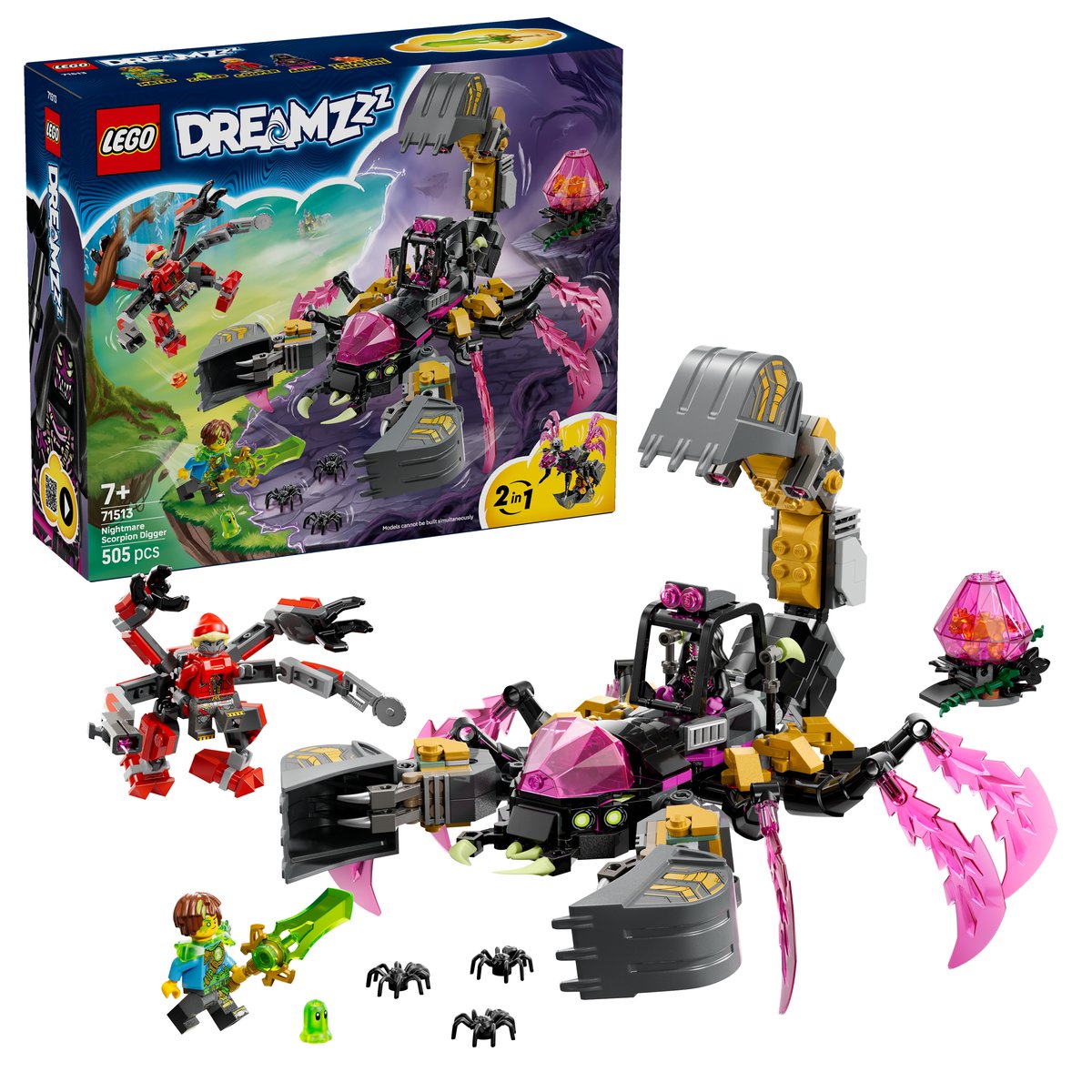 LEGO 71513 LEGO® DREAMZzz 71513 - Albtraum-Skorpionbagger – Box & Produkt