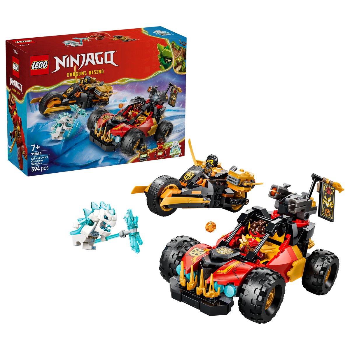 LEGO 71864 LEGO® NINJAGO® 71864 - Kais und Coles Kombi-Flitzer – Box & Produkt